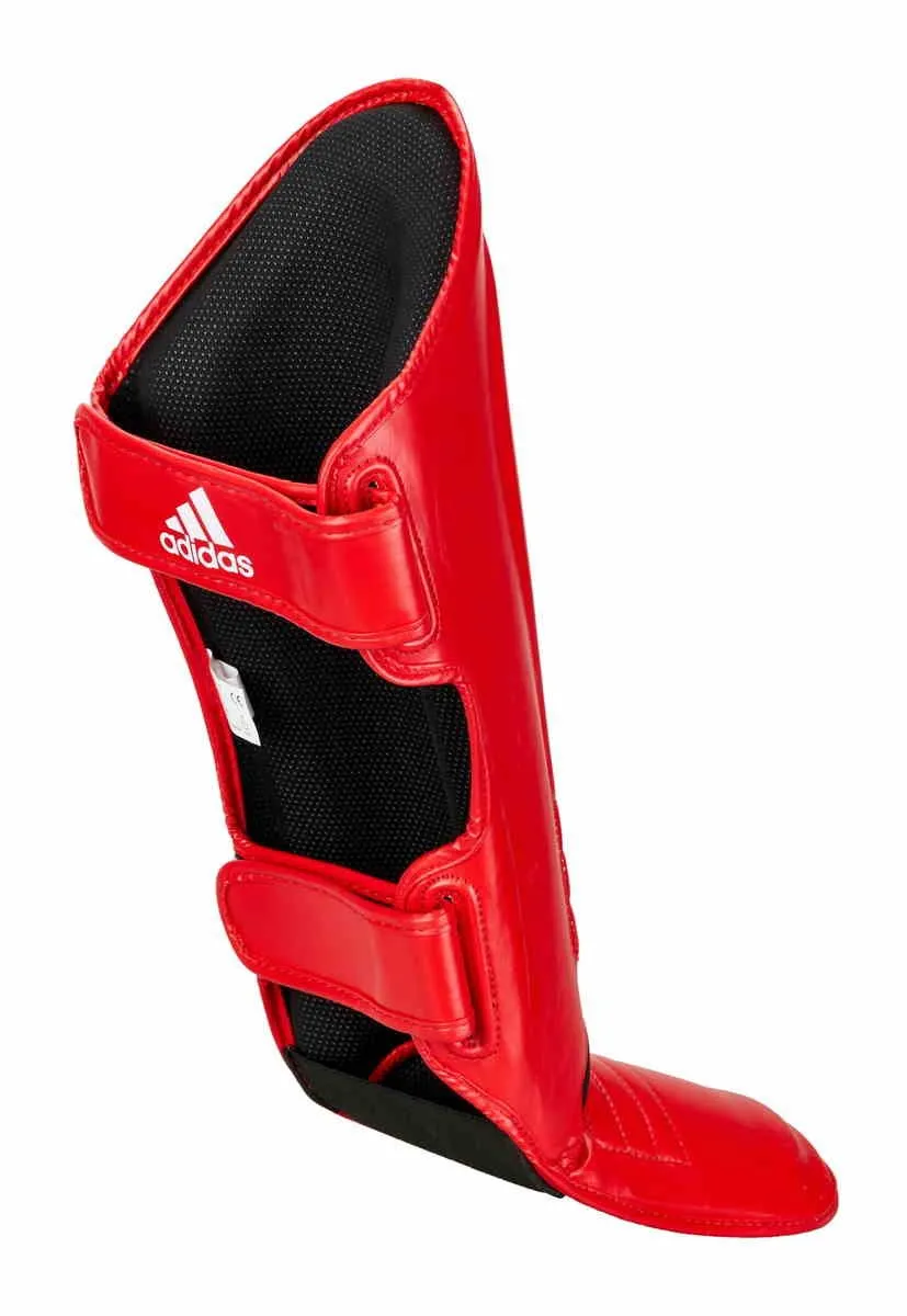 adidas Super-Pro Kickboxing Protège-tibias rouge|blanc