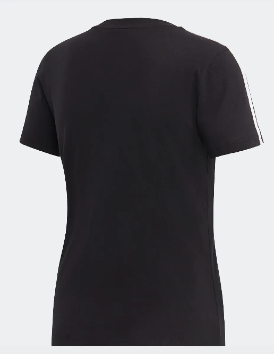 adidas T-Shirt Slim schwarz mit weißen Schulterstreifen Rückseite