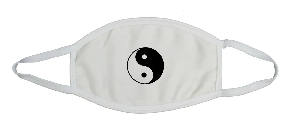 Mund-Nase-Maske Baumwolle beige mit Ying Yang