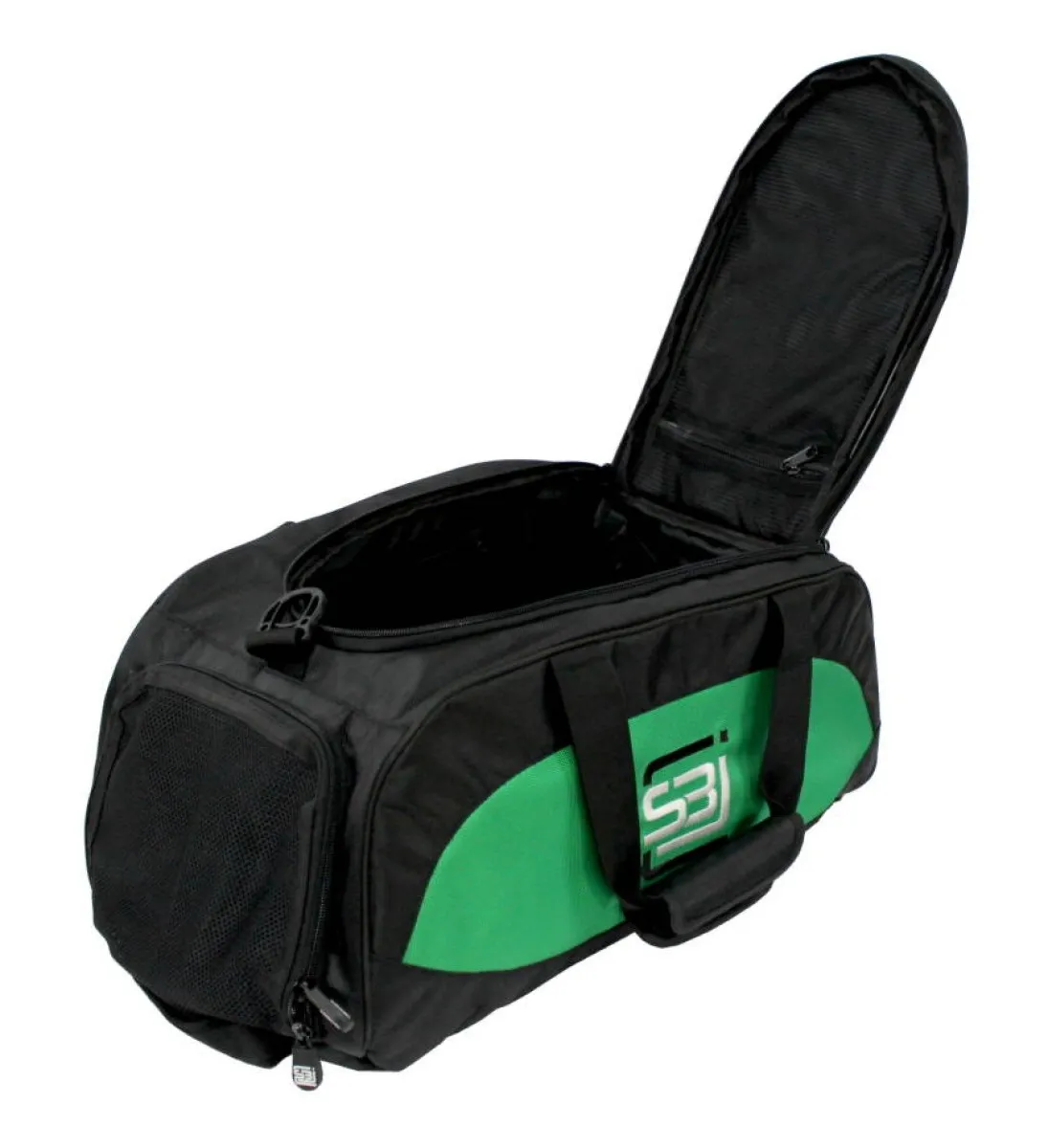 Sac de sport avec fonction sac à dos en noir avec empiècements latéraux verts