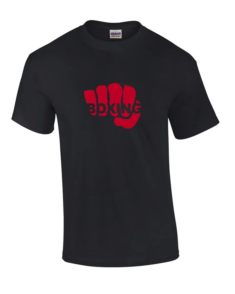 T-shirt fist with text boxing black cotton