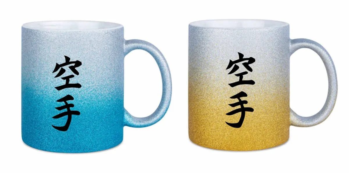 Karate mug glitter colour gradient