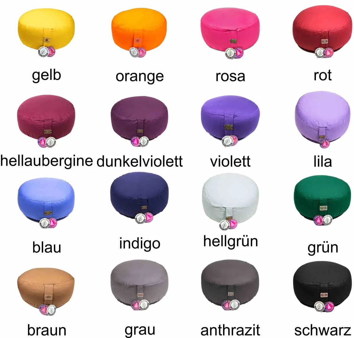 Meditationskissen | Yogakissen 33x17 cm Biobaumwolle verschiedene Farben