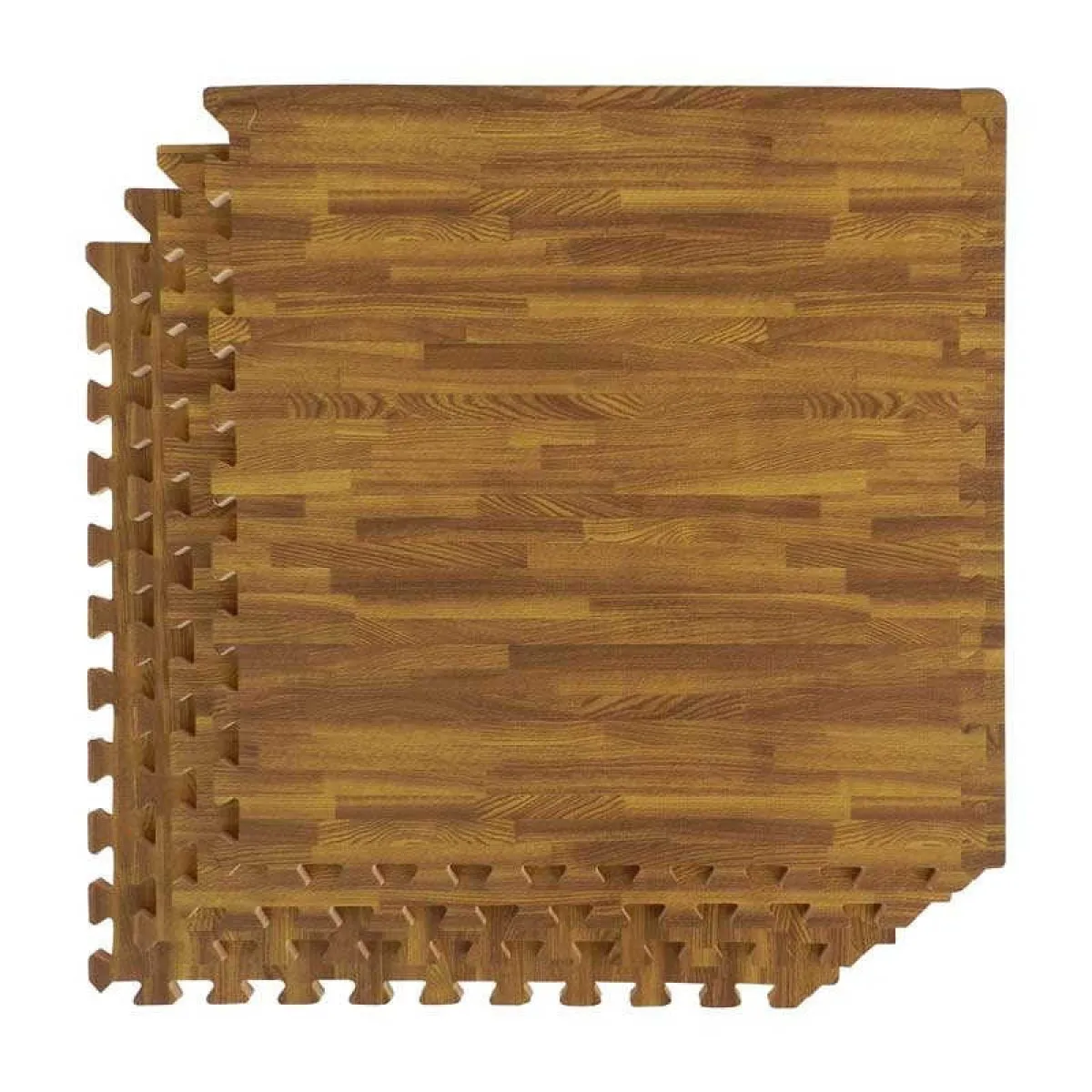 Juego de 4 alfombrillas efecto madera marrón 60 x 60 x 1,4 cm