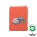 Frottee Waschlappen orange mit Stickerei Schildkröte
