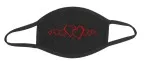 Mouth-nose mask cotton black hearts