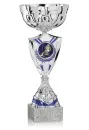 Silver-blue plastic trophy with marble base