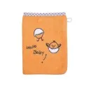 Frottee Waschlappen orange mit Stickerei Hallo Baby