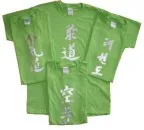 Camiseta verde con kanji plateados