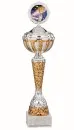 Pokal bronze/silber aus Kunststoff mit Marmorsockel und Deckel