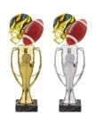 American football trophy in gold or silver