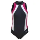 Badeanzug - Schwimmanzug Olivia graphit/pink/weiß