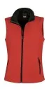 Damen Softshell Bodywarmer rot/schwarz bedruckbar Vorderseite