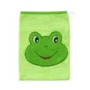 Gant de toilette eponge grenouille vert