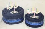 Handtuchtorte blau Wurm zum Geburtstag