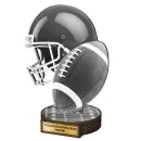 Wooden plaque trophy with American football motif in silver