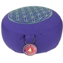 Cojín de meditación | Cojín de yoga 33x17 cm violeta con la flor de la vida en plata