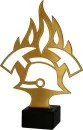 Trofeo de bomberos en metal dorado
