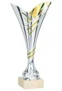 Trofeo de plastico plateado/dorado con base de marmol