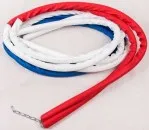 Eigenschaften: Farbe: weiß/rot/blau Material: Kern Stahl-Drahtseil, Junslederummantelung Durchmesser Seil: 40mm inclusive Seilspanner, Ketten, Seil-Abstandhalter