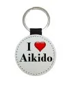 Key ring round imitation leather I Love Aikido