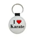 Schlüsselanhänger rund Kunstleder I Love Karate