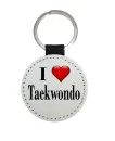 Key rings in different colors motif I Love Taekwondo