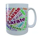 tasse blanche imprimé avec Karate multicolore