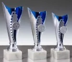 Trofeo azul plateado