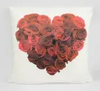 fluffy cuddly cushion with rose heart motif, 40 x 40 cm